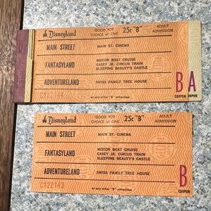 Vintage Disneyland Admission Tickets, from the 70’s. 1968 artwork